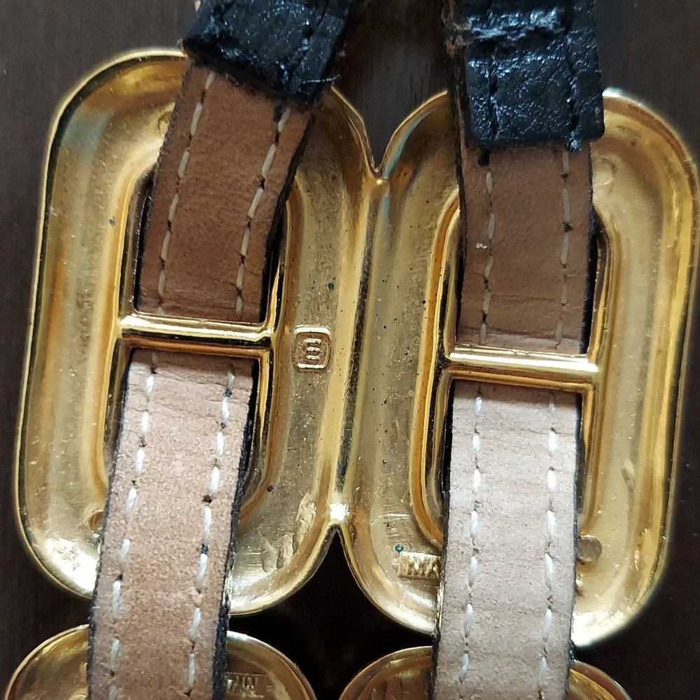 Vintage Late 1980s/Early 1990s Gold Chain & Woven Black Leather Double Link Belt - Picture 13 of 16